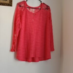 Unbranded Blouse Women XL Pink Lace Versatile Office Academia Dinner Casual